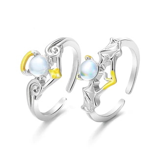Novo Estilo Coreano Versão Moda ins Angel e Devil Couple Cartoon Ring Jewelry Holiday Gift