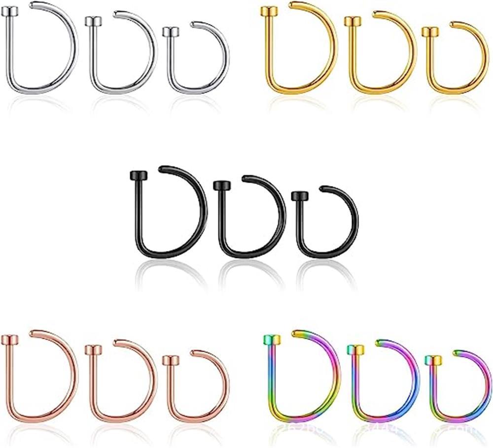 Jóias de perfuração do corpo Brincos em forma de D de aço inoxidável