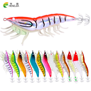 HENGJIA 1Pc 3D Olhos De Madeira Isca Luminosa Para Camarão Dura 120MM 22.9G 3.5 # Pesca Lula Jigs Caixa De Polvo Choco Artificial