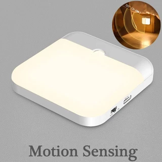 Sensor De Movimento Led Luz Carregamento Usb Lâmpada Quadrada Para Quarto Cozinha Escada Corredor Guarda-Roupa Iluminaçã