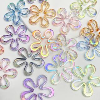 10 Cores mistas aleatórias Diâmetro 4,4cm Brincos coloridos de cinco pétalas de flores Acessórios de bricolagem Acessórios com contas Material pode ser usado como cortina de porta Sinos de vento