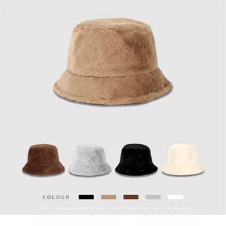 1pc Imitação Chapéu de Pele de Coelho Chapéu de Pele Feminino de Outono Inverno Chapéu de Caçamba de Pelúcia Quente Exclusiva