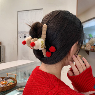 1 Pedaço de Natal Meninas Meninas Frutas Vermelhas Tricotadas LOVE Mini Chapéu Clip de Cabelo