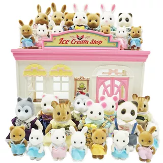 Família de Bonecas Florestais Casa de Bonecas Elefante Renas Família Canguru 1 /12 Conjunto de Cozinha Modelo Animal Brinquedo Adequado para Presentes