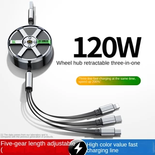 120W Linha De Carga Rápida digital multi-Função 6A 3 Em 1 Fonte De Alimentação USB-c Compatível Com For Lightning/Micro/Type