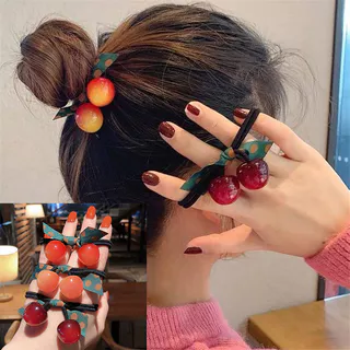 Conjunto de 3 peças Garotas Polca de Cereja Doce Polka Dot Bow Corda de Cabelo