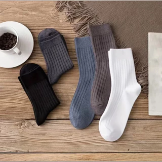 5 Pares Meias De Comprimento Médio Para Homens Esportivas Masculinas De Outono E Inverno Com Contraste De Cor Respirável