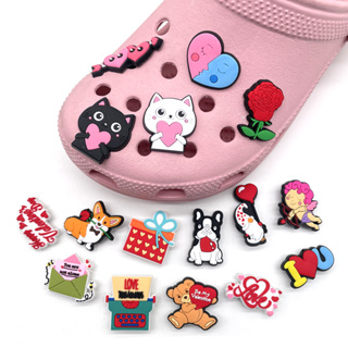 16pcs/set Love Heart Shoe croc Charms Decoração De Sapatos Acessórios Para Festas Infantis Decorações Mochilas Adultos