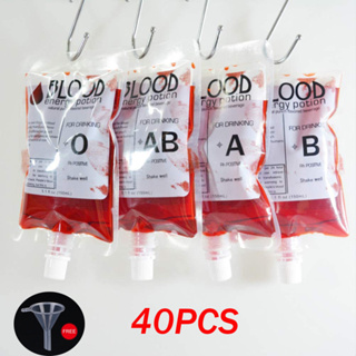 40pcs 150ml Sacos De Sangue De Suco De PVC Transparente Reutilizáveis Bebida Para Festa De Halloween Cosplay Vampire Pouch Props Kids