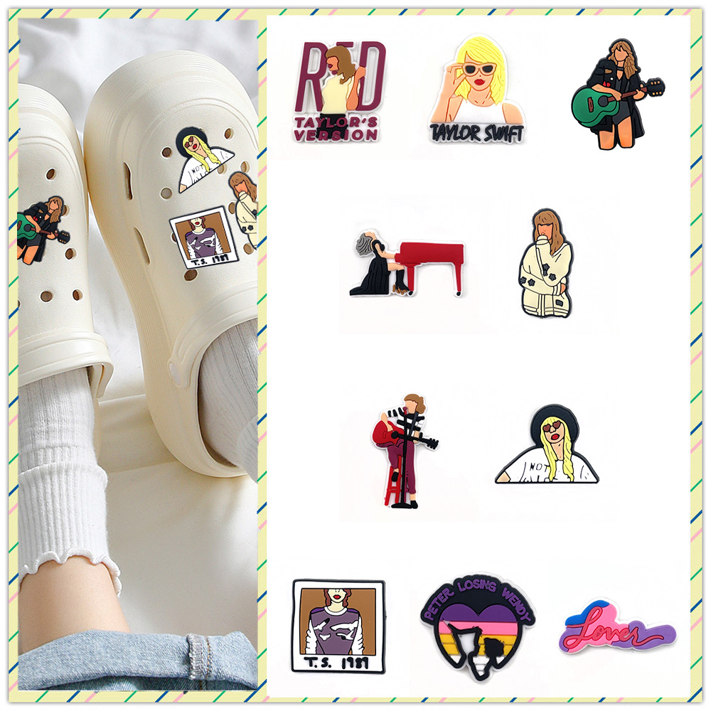 Fashion Rock Character Series Jibz Shoe Charms for Crocs Tamancos E Sapatos De Jardim Bonitos Acessórios De Fivela De Pino De PVC Decorativo Para Festa Feminina