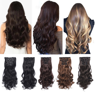 16 Clip Em Extensões De Cabelo Acessórios De Extensão Longo Cacheado Perucas Sintéticas