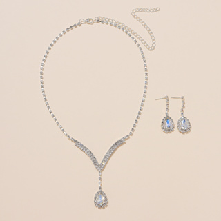 2 Pcs Minimalista Colar Pingente Em Forma De Gota Brinco Conjunto De Brincos Fashion Jewelry