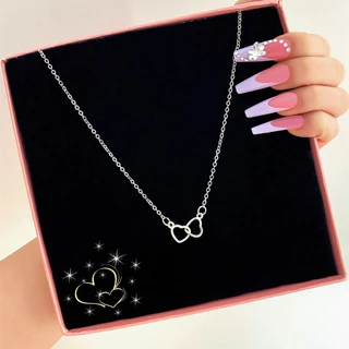 Colar De Amor Feminino De Luxo Leve E Temperamento Simples Fivela De Anel Duplo