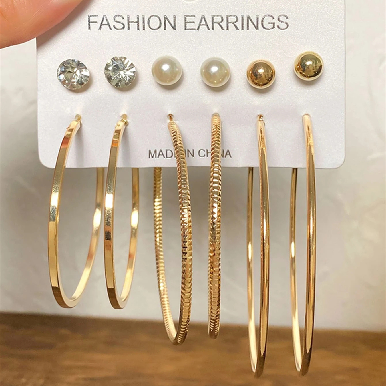 6 Pcs Brincos De Diamante De Luxo Leve , Elegantes , Criativos E Versáteis
