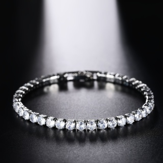 1 Pcs Mulher Homem Moda Simples Prata Cor Zircônia Pulseira Jewley