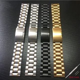 18 20 22 24mm Cinco Contas de Aço Inoxidável Sólido Cabeça Plana Universal Strap Unilateral Fivela de Relógio Dobrável Acessórios