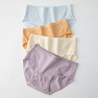 Calcinha De Algodão AMVI Roupa Íntima Feminina Sem Costura Cueca Respiravel Esticável Macia Cor Pura Cintura Média M-XL Lingerie