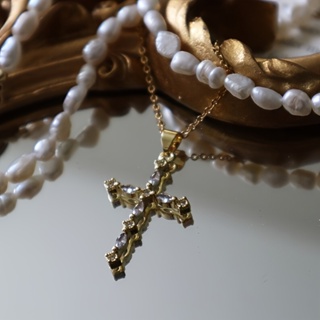 1 Pcs Jesus Feminino Zircon Cross Pendant Colar Festa Jóias