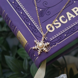 1 Pcs Moda Feminina Colar De Pérolas Em Floco De Neve Cor De Ouro