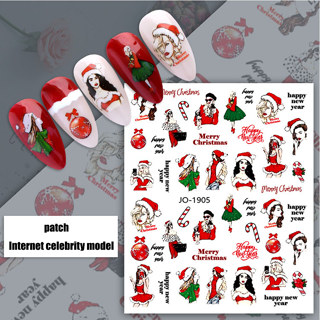 Autocolantes Arte De Natal Unhas 3D Floco De Neve Elk Santa Claus Beauty Nail Decoration Decalques