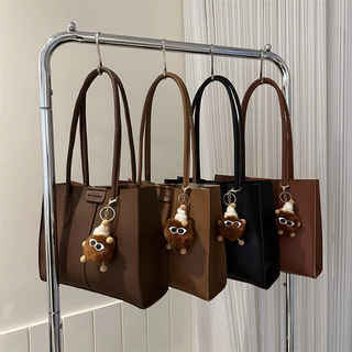 Moda Sólida Cor Sólida Saco de Grande Capacidade Saco de Tote Saco de Encomenda para o Ombro (com Venda de Pingente)