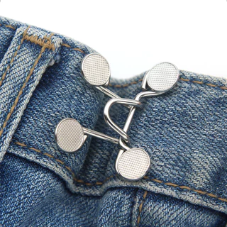 2 Pares Ferramenta de cintura estreita Ferramenta de cintura estreita Apertar cintura ajustável Botão de cintura oculta para cintura pequena Botão de Jeans Fivela de gancho de botão