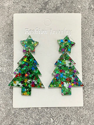1 Par Mulher Brincos De Natal Brilhantes E Estrela
