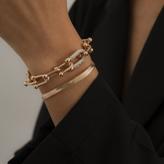 2 Pcs Conjunto De Pulseiras De Corrente Em U Camadas Separáveis Com Ligação Para Mulheres Correntes De Mão De Rhinestone Brilhante Acessórios No Pulso 2023 Fashion Jewelry Presentes Femininos
