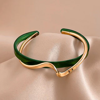 Pulseira De Ouro Real Galvânico Madrepérola Aberta Coreana De Textura Metálica De Nichos De Mercado Alta Qualidade Estilo Frio