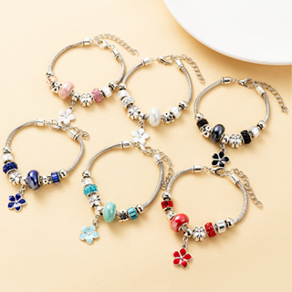 1 Pacote de Pingente de Flor de Gotejamento de Óleo Pingente de Flor de Gotejamento de Óleo Acessórios de Moda Casual feminina Acessórios de Metal diy Pulseira com Contas