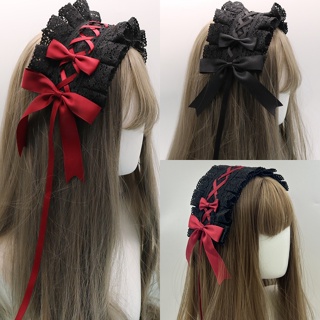 1 peça lolita Hair Clip Hair Clip Hair Band Summer Tea Party Pequenos acessórios Gothic Dark Headwear Algodão Laço Cabelo Acessórios