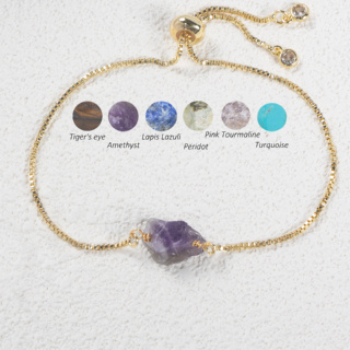 1 Pacote Lucky Natural Colorful Stone Ladies Simple Casual Style Cobre folheado a ouro 14K Bracelete