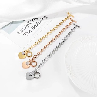 1 Pacote OT Fivela OT Love Heart Diamond Ladies Fashion Casual Style Aço Inoxidável Pulseira de Ouro Rosa de Prata