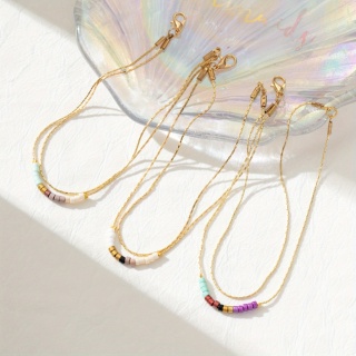 1 Pacote de miçangas de cristal coloridas estilo boêmio feitas à mão Pulseira de Cristal para Senhoras Pulseira de Cobre de 14 Garotas de Ouro
