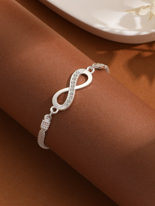 1 Pedaço de Moda Moda Infinita Grande Prata 8-Caracteres Pulseira de Rhinestone