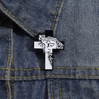1 Pedaço de Moda Temperamento Moda Retrato Retro Retrato em Forma de Cruz Crachá Geométrico Preto Branco Saco de Roupas Acessórios Broche Adequado para o Uso Diário Feminino
