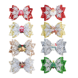1 Clip de Natal Glitter para Festa de Natal Clip de Cabelo Glitter Duplo Glitter Resina Acessórios para Cabelos de Menina