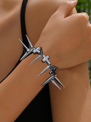 1 Rebites Cruzados de Minério Natural Pulseira de Senhora Estilo Punk Exagerado Único