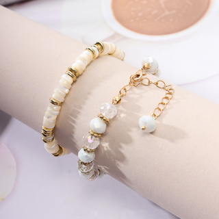 2 Contas de vidro de concha Natural Contas de vidro estilo boêmio Pulseira feminina Pulseira de uso pessoal Presentes de aniversário