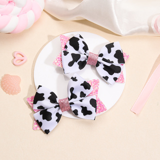 2Pcs Arcos De Pêlo De Vaca Impressão Rabo De Porco Clipes Para Meninas