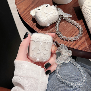 Borboleta branca de luxo Adequada para fones de ouvido airpod2 Estojo protetor airpod pro Estojo protetor para fones de ouvido airpod3 Estojo macio em pé
