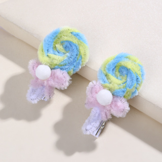 2Pcs Clipes De Chupa-Chupas De Cabelo Bonitos , Acessórios Artesanais Para Crianças Cabelos Curtos Ou Longos