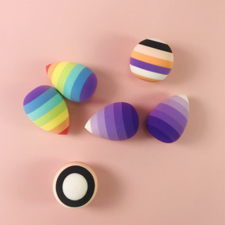 2pcs Esponja De Maquiagem Série Arco-Íris Mista De 7 Cores Beleza Bola Redonda Látex