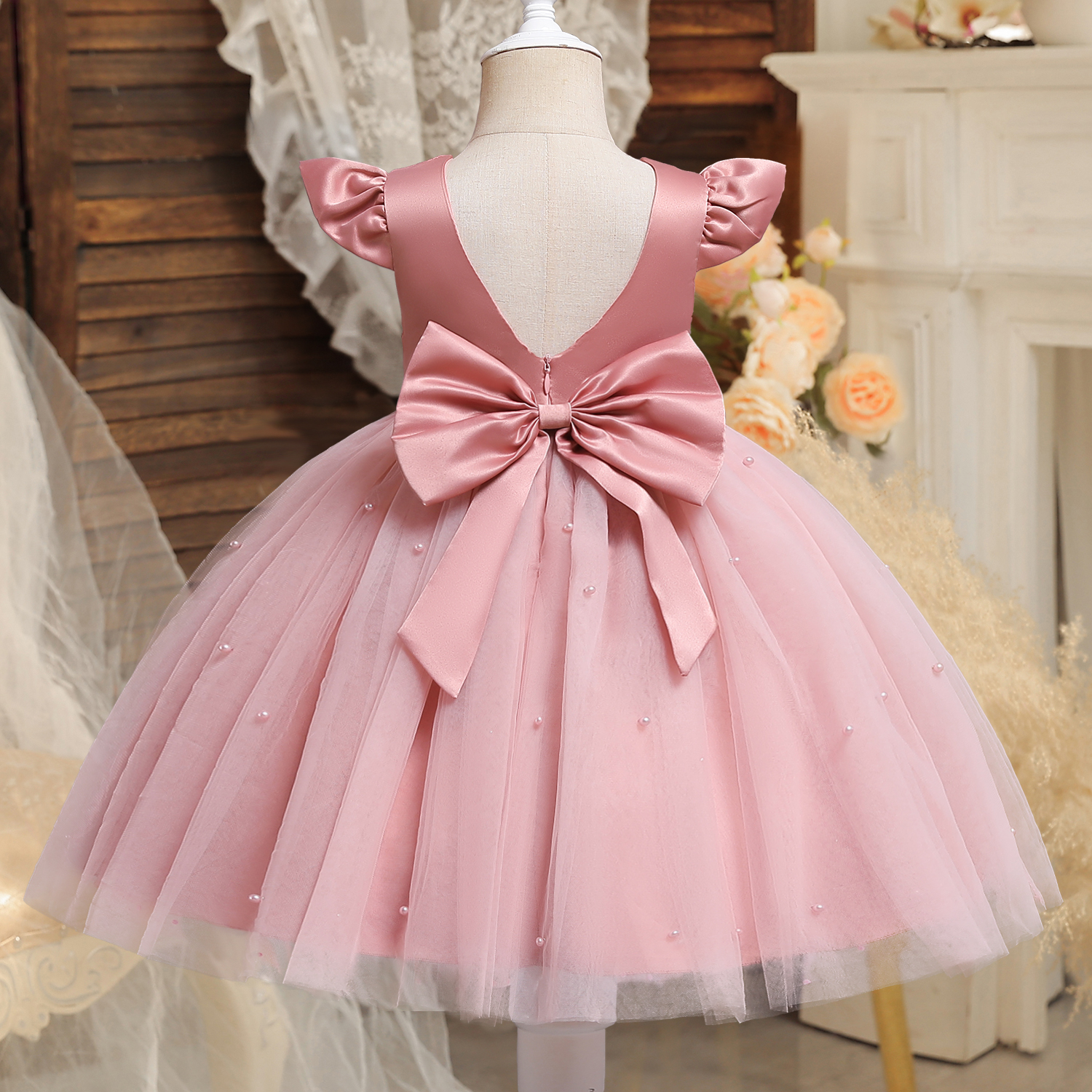 Vestido de princesa para bebês recém-nascidos, primavera, verão, estampado,  tule, babados, sem mangas, para meninas pequenas (rosa, 0 a 3 meses) :  .com.br: Moda