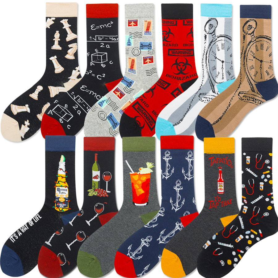 Homens Meias de Desenho Criativo Meias de Desenho Animado Padrão Trendy Socks