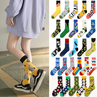Meias Unisex Trendy para Pintura a Óleo Imagem de Desenho Animado Moda Única Meias Mid-tube