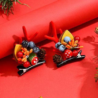 1 Par de Acessórios de Natal Acessórios de Natal Clip de Cabelo Mori Style Staghorn Clip de Cabelo Fofo para Crianças Adultas Presentes de Férias para Crianças Adultas