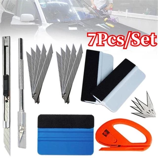 7 Pçs/Set Conjunto De Ferramentas Envoltório Vinil Do Carro Cortador Filme Espremendo Raspador Fibra Carbono Embrulho Fe