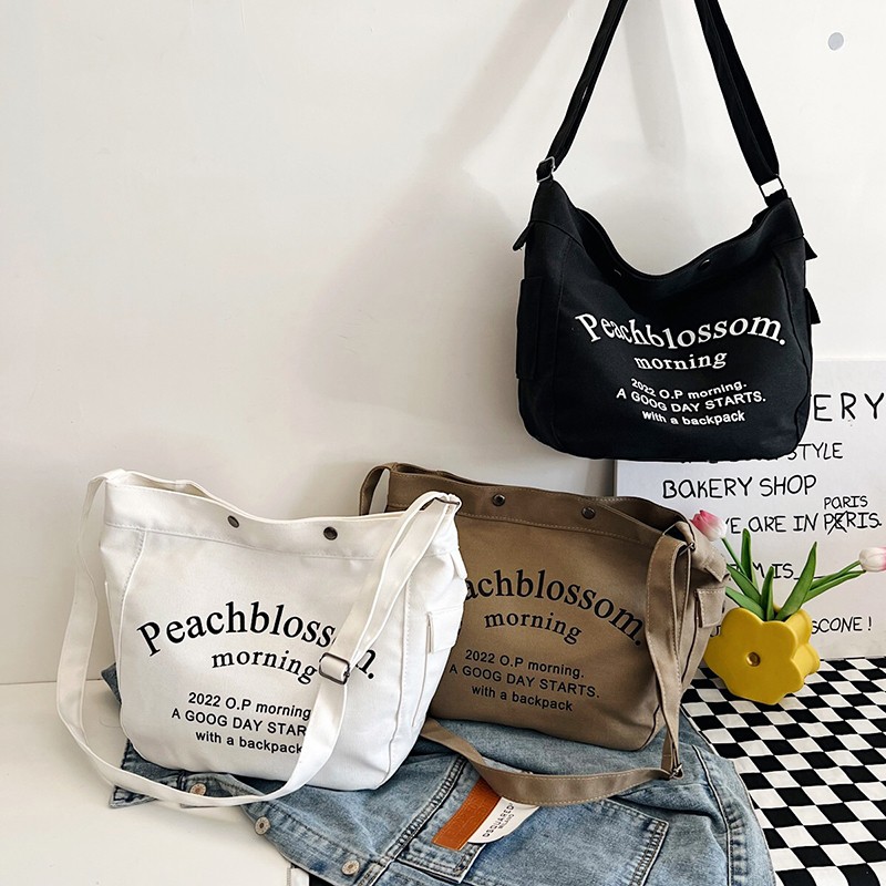Bolsa Fashion Handbag Saco Simples de Lona Saco Horizontal de Grande Capacidade Saco Horizontal para Estudantes