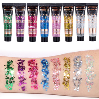 Gel de Lantejoulas a Laser Creme de Lantejoulas Brilhante para o Corpo Loção Corporal de Desempenho de Lantejoulas Coloridas